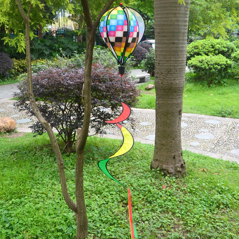 

1PC RFID Blocking Toy Windsock Hot Air Balloon Home Yard Garden Decor Random Color Multi-color Rainbow Striped Wind Spinner