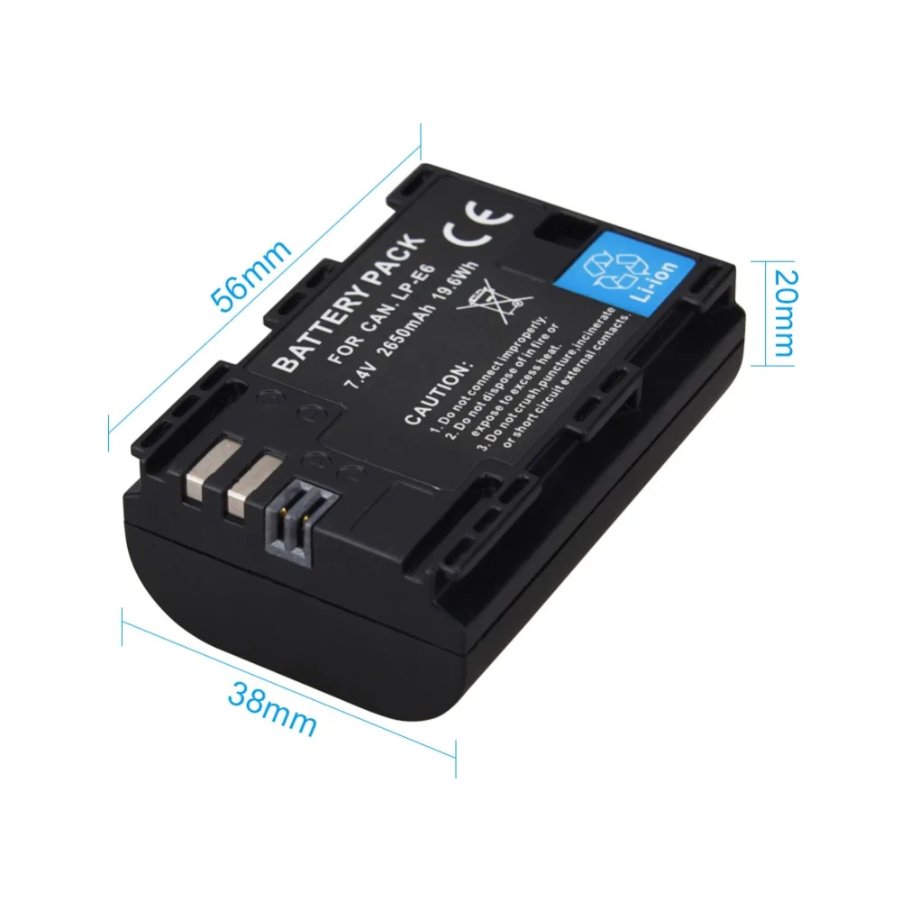 LP-E6 2650mAh 7,2 V Цифровой Сменный аккумулятор для камеры Canon EOS 5D Mark II 2 III 3 6D 7D 60D 60Da 70D 80D DSLR EOS 5DS