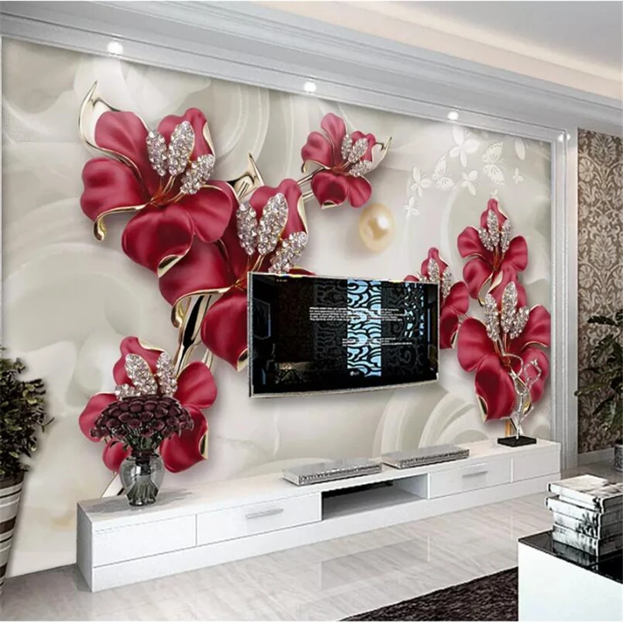 wellyu Papel de parede Custom Wallpaper 3D Photo mural обои Room Fragrant Stereoscopic Jewelry Flower sofa Background Wall paper