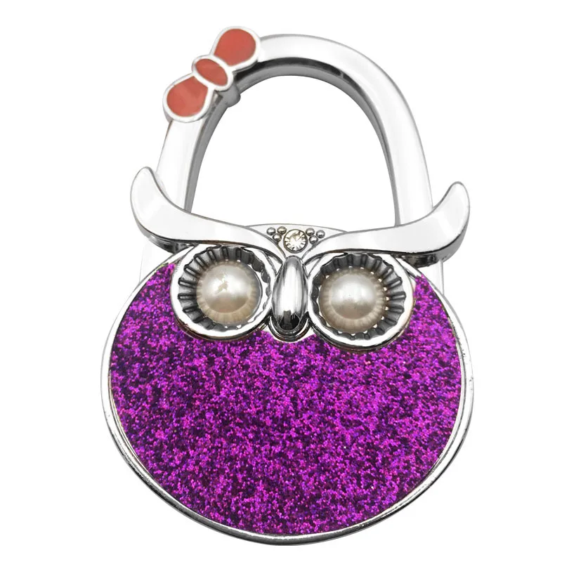 25PCS / LOT Fashion portable Owl foldable bag hook Metal Non slip bag hook bag buckle hooks desktop bag hook