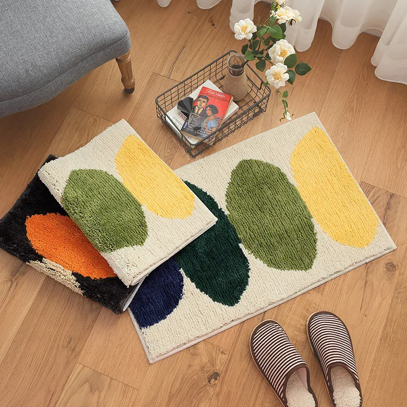 Absorbent Rectangular Bathroom Bedroom Floor Mat Shower Rug Nonslip Orange M