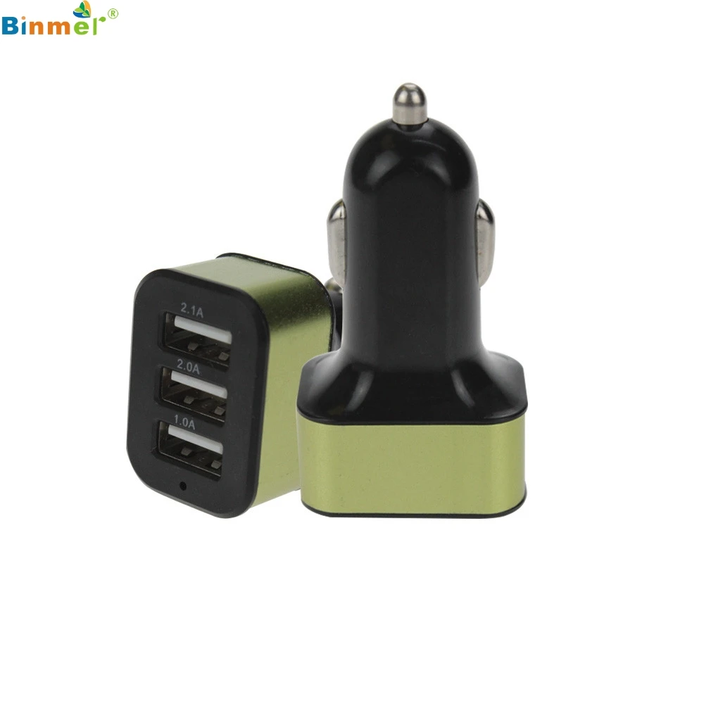 Binmer автомобильный тройной USB адаптер зарядное устройство Зарядка металлическая розетка 3 порта мобильный телефон Быстрая зарядка мини