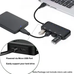 Мини USB/type-C 3,0 концентратор 4 порта ноутбук ПК компьютер портативный USB интерфейс питания переключатель USB разветвитель адаптер USB hab