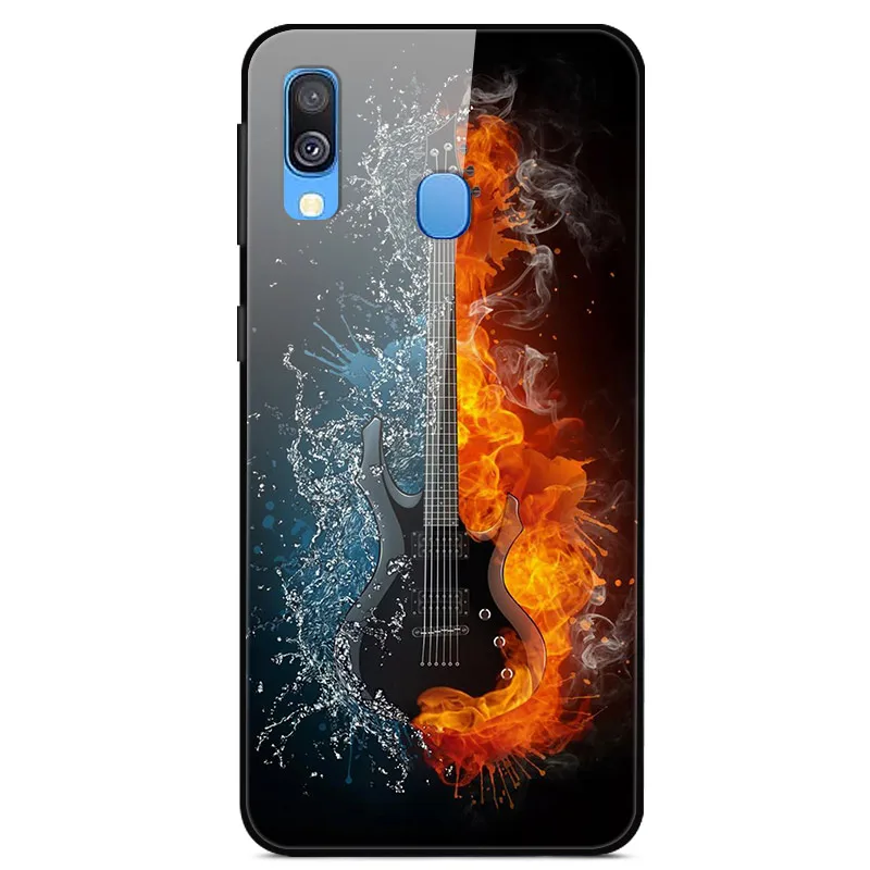 Чехол из закаленного стекла для samsung Galaxy A40, чехол, мягкий бампер, 3D Рисунок кошки, чехол для samsung A40 A 40, чехол для телефона - Цвет: 17