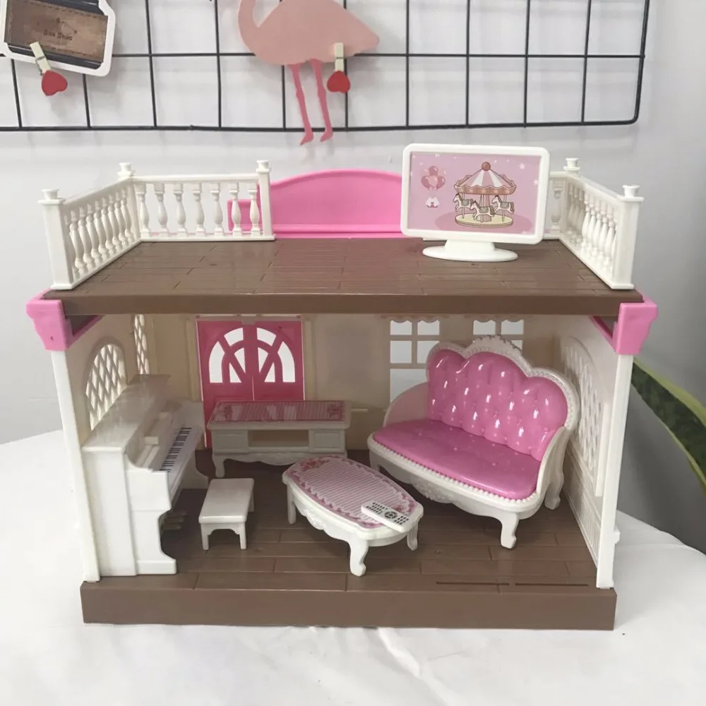 ل الأرنب Sylvanian اكسسوارات أثاث الآيس كريم متجر مخزن الترفيه عطلة مجموعة نتظاهر اللعب DIY هدية المشهد المشهد الطفلة