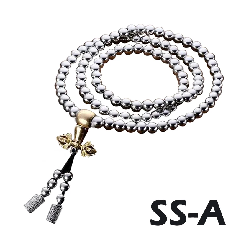 Günstige Hohe Qualität Outdoor 108 Buddha Perlen Selbstverteidigung Hand Armband Halskette Kette Voller Stahl Kette Persönliche Schutz Liefert