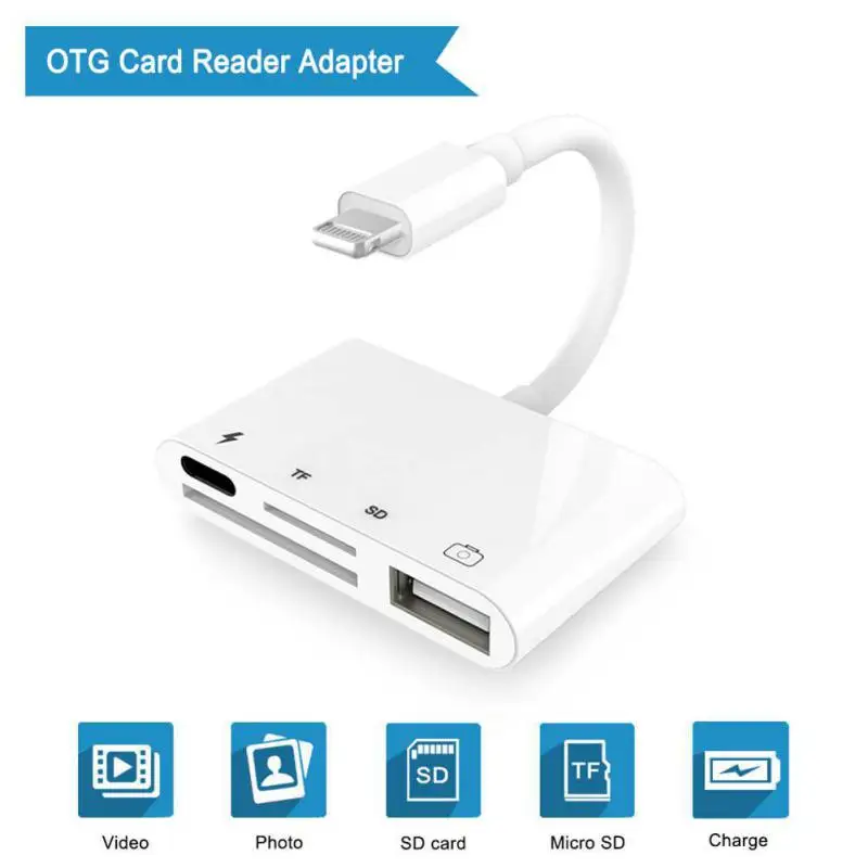 

4 in 1 for Lightning to Camera Connection Kits SD/TF/USB OTG Card Reader Adapter Cable For iPhone X 8 7 Plus iPad 4