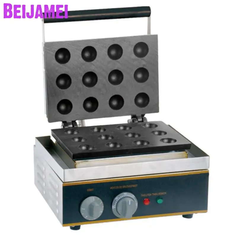 

BEIJAMEI snack equipment electric 12 grid ball pastry baking machine commercial round cake crisp waffles machine price
