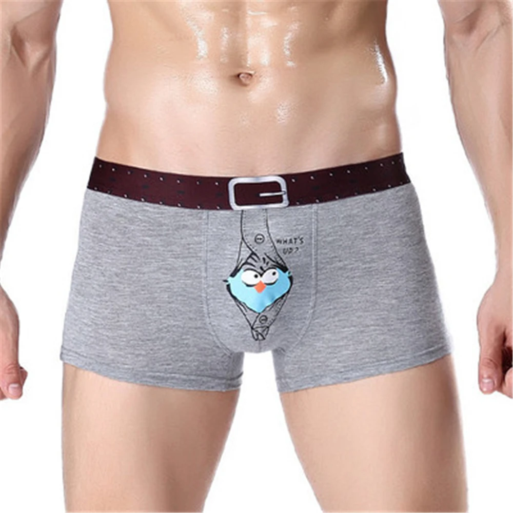 gray bird Daddy Chen, мужское сексуальное нижнее белье, боксеры, милое нижнее белье, Homme Boxershorts, мужские боксеры, Модальные, с медведем, Cueca, мужские трусы, размер M-2XL - Цвет: gray bird