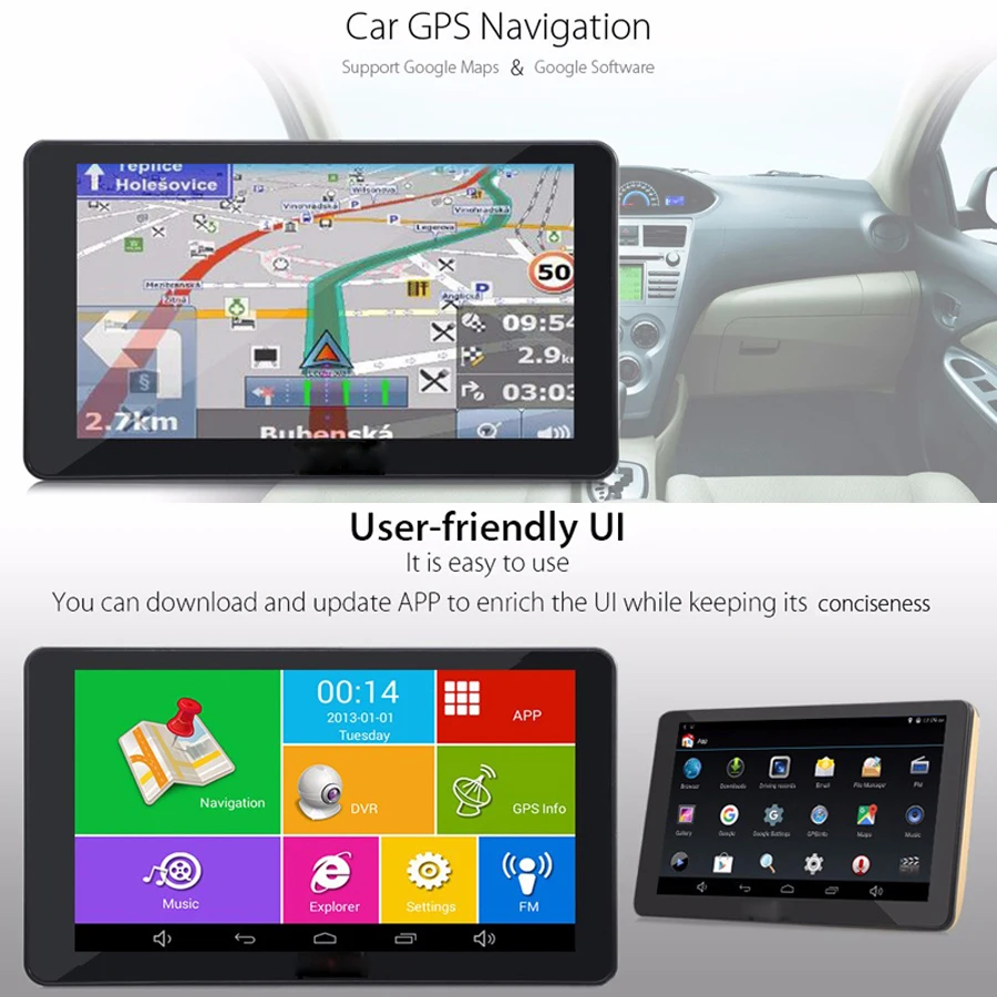 QUIDUX 7 дюймов gps навигация full HD 1080P Android 4,4 автомобильный планшет 170 градусов широкоугольный видеорегистратор камера WiFi FM передатчик