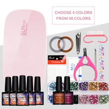 Полный маникюрный набор с лампой для ногтей набор 6 Вт УФ светодиодный светильник для наборы для ногтей 5 шт 10 мл УФ-гель для ногтей набор Инструменты для маникюра