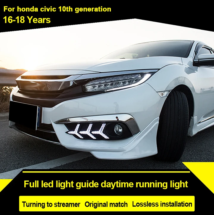 

HLXG DRL Daytime Running Light For Honda Civci 10th 2016-2018 Four eye Light Daylight Sourse Car styling Accessories Assembly
