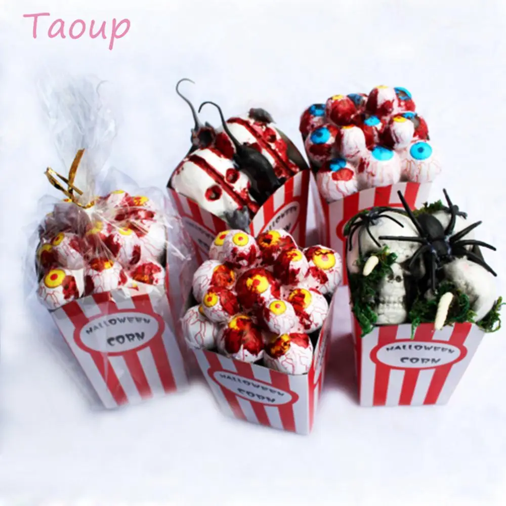 

Taoup 1pc Horror Fake Paper Popcorn BoxesDecor Halloween 2018 Artificial Animals Spider Rat Eyeball Halloween Props Party Favors