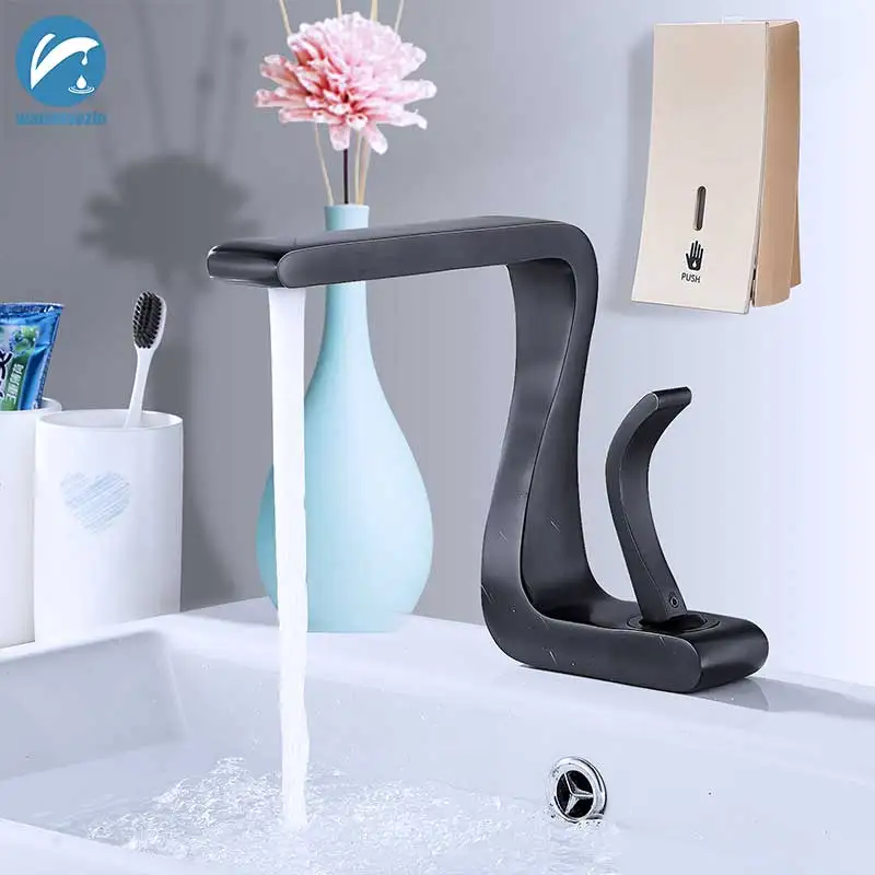 

Deck Mount Basin Faucet Bathroom Sink Faucet Single Lever Cold Hot Mixer Tap Bathroom Vessel Sink Tap Arc-Shaped Tap Torneira