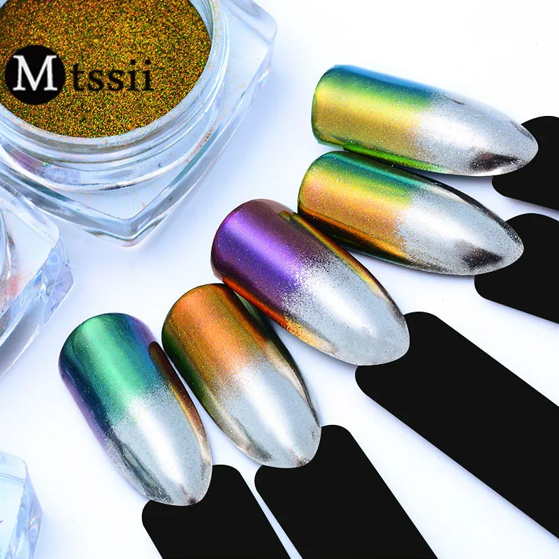 

Mtssii 2 Boxes/ Set Chameleon Silver Mirror Powder Gradient Color Chrome Pigment Glitter Powder Manicure Nail Art