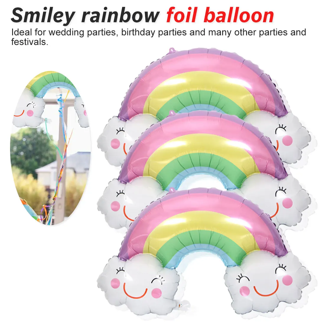 

1pcs Wedding Happy Birthday Party Decoration Cartoon Rainbow Smile Blue Cloud Foil Balloon Kids Gifts Toys