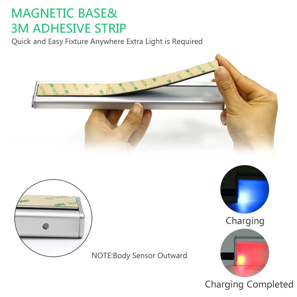 DBF Motion Sensor Light, USB Rechargeable 27 LED Closet Light for Cabinet, Pantry, Counter, Bathroom, Stairs - Stick on Anywhere, Lithium Battery Operated, Wireless Motion Activated, 4 Mode Switch (8)