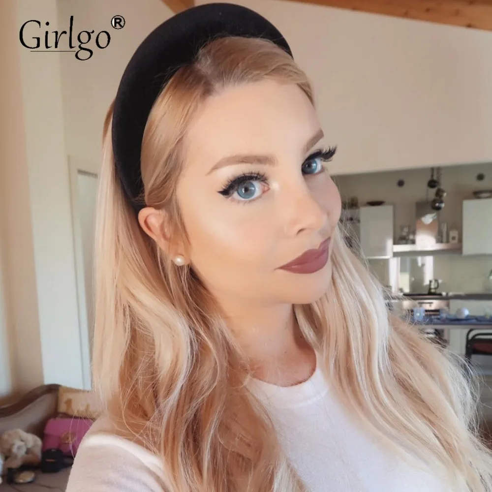 Girlgo gruesas de terciopelo para mujer, bandana ancha de plástico, accesorios bohemios el cabello, 2019|Joyería para el cabello| - AliExpress