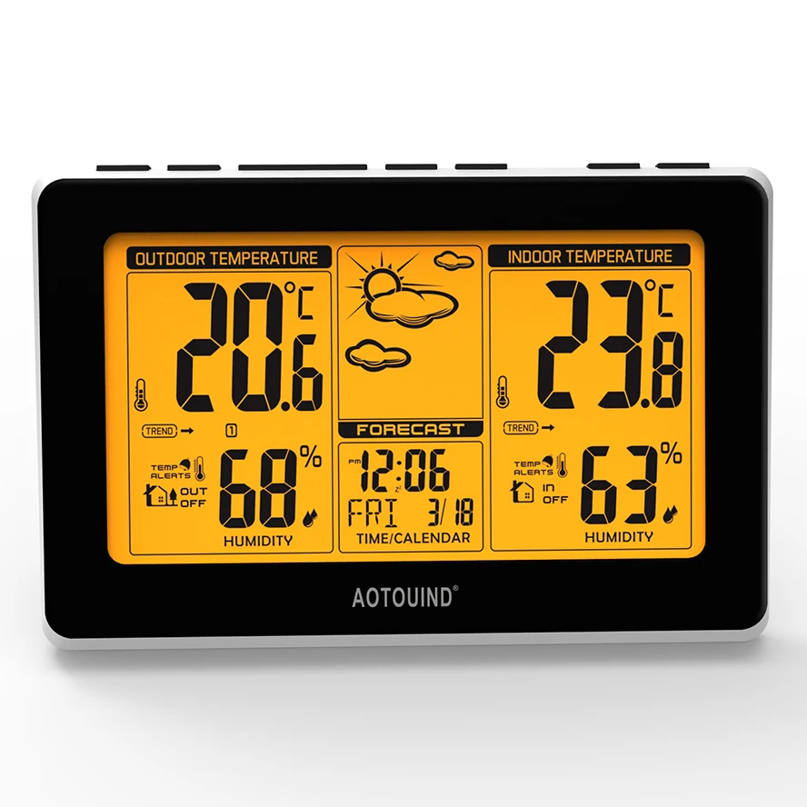 Aotouind Профессиональный Беспроводной метеостанция с крытым термометром и гигрометром декоративные часы для будущих прогноз погоды
