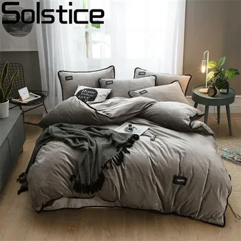 

Solstice Home Textile High-end Luxury Soft And Comfortable Crystal Velvet Fabric Bedding Linens Quilt Cover Pillowcase 24 Colors