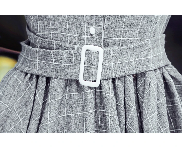 YOSIMI осень зима Макси винтажное клетчатое длинное женское платье шерстяное серое платье-рубашка женские платья вечерние костюмы
