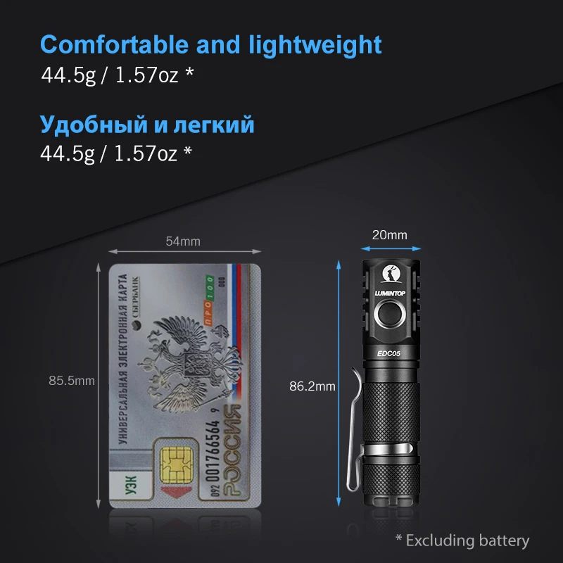 LUMINTOP EDC 800 Lumens Cree XP-L Led Mini Tactical Flashlight EDC05 with Magnetic Tail Power by AA/14500 Battery