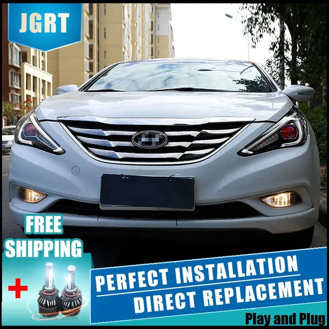 2pcs Led Headlights For Hyundai Sonata 11 16 Car Lights Double 2pcs Led Headlights For Hyundai Sonata 11 16 Car Lights Double Xenon Lens Accessories Daytime Running Fog