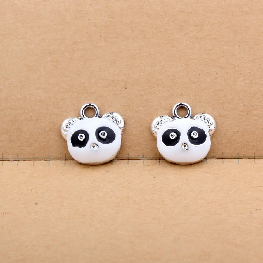 10 шт./лот Симпатичные Эмаль черный и белый медведь Китайский Panda животных