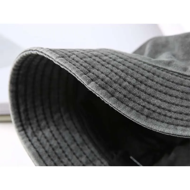 DRESSUUP Washed Denim Bucket Hat Women Outdoor Fashion Sun Cap Fishing Hiking Hats For Men Cotton Ladies Foldable Chapeu