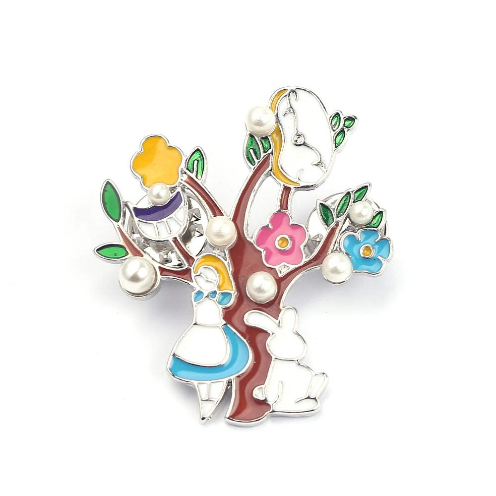 

Cartoon Pin Alice in wonderland Fashion Brooches Suit Dress Brooch Decorative Clothing Badge Party Jewelry Child Kid Gifts