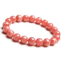 Натуральный красный натуральный Родохрозит драгоценный камень кристалл круглый растягивающийся браслет из бисера 9,5 мм