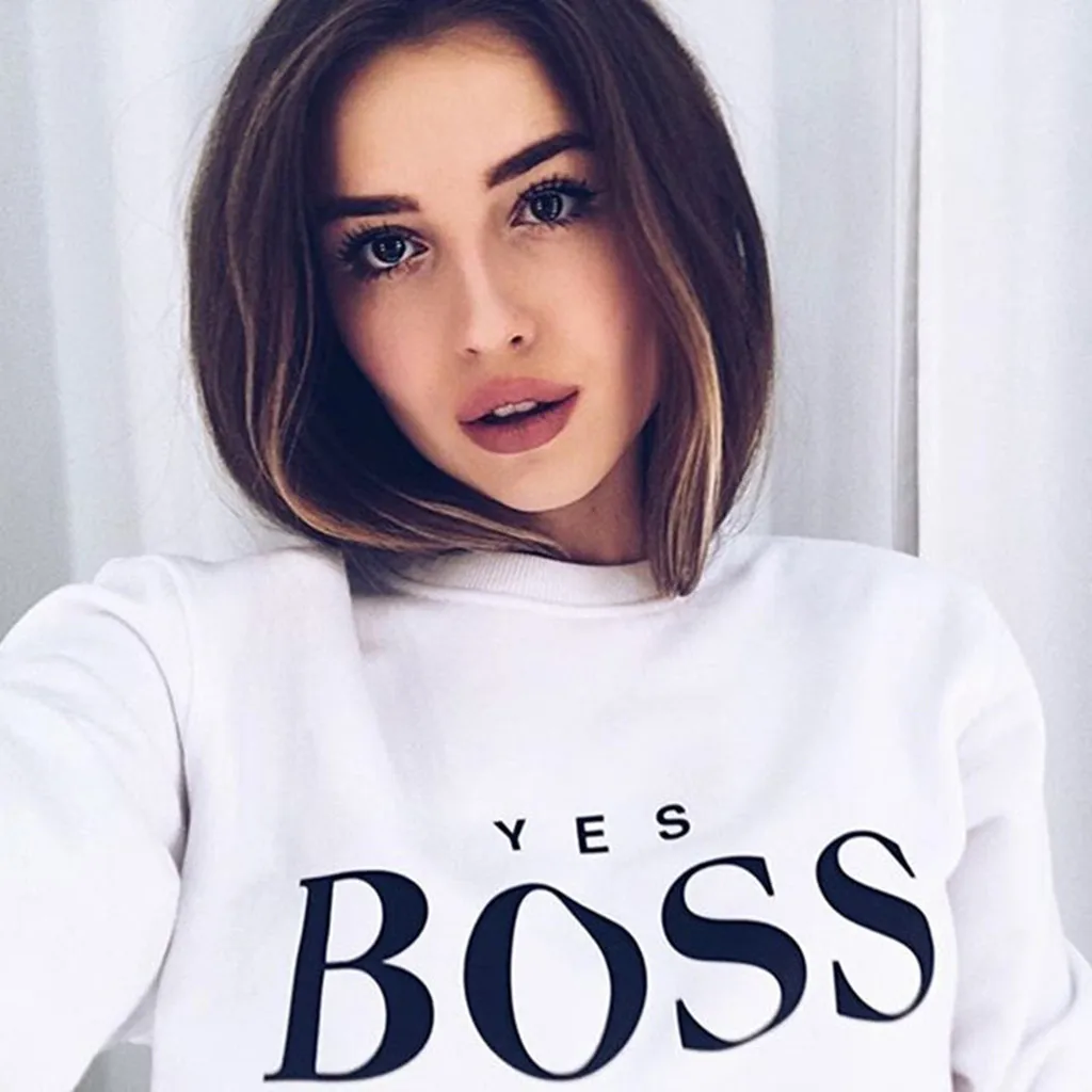 Женский Повседневный свитер с капюшоном и надписью BOSS пуловер длинными рукавами