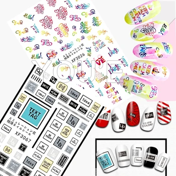 

3D Nail Stickers for Nails Art Adhesive Text Tag Nail Sticker Manicure Design Love Logo Nail Art Sticker Decoration DIY Decals