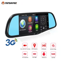 

TOPSOURCE Car DVR Full HD 1080p 3G 7" Touch Car DVR Camera Mirror GPS Android 5.0 Bluetooth Dual Lens Video Recorder Dash Cam