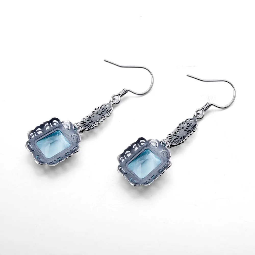 Серьги Szjinao в этническом стиле из серебра 925 пробы с аквамарином|earrings bridal|earrings