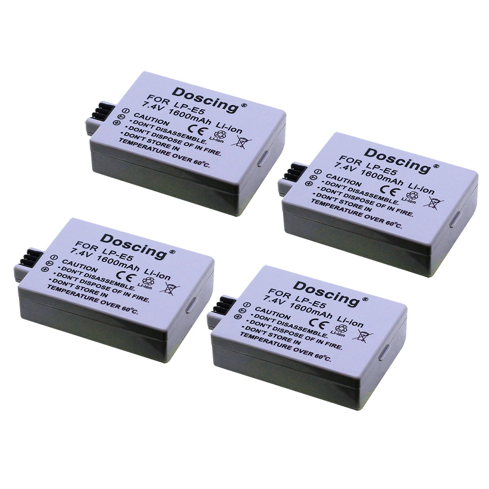Doscing LP-E5 LPE5 LP E5 Перезаряжаемые Аккумуляторы для Canon 450D 500D 1000D поцелуй X2 X3 F Rebel XS XSi T1i LP-E5 Камера Батарея