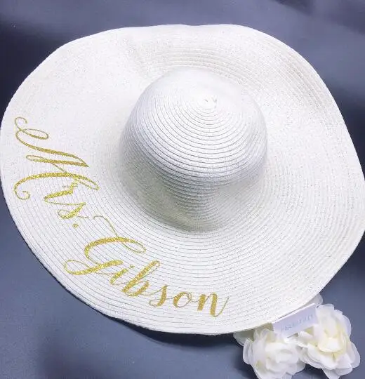 

custom text Bride Tribe beach wedding floppy Mrs Sequin Sun Hats Just married Drunk in love Honeymoon bridal party gifts favors