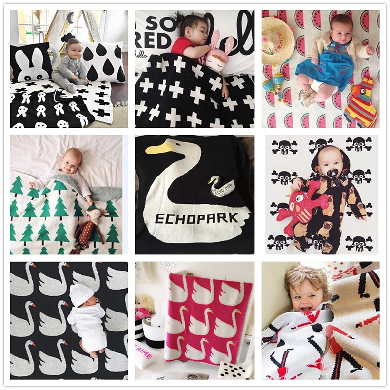 Muslinlife Fashion winter Heart Cross Swan Cloud Tree Knitted Blanket