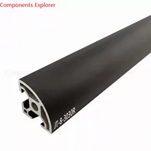 Произвольная резка 1000 мм 3030 дуги черный алюминиевый экструзионный профиль, черный цвет