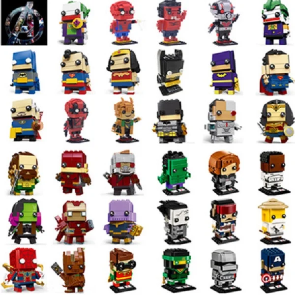 

New Brickheadz Legoed Avengers 3 Marvel Infinity War Headz Super Heroes Building Blocks Iron Man Aquaman Hulk Toys for Children