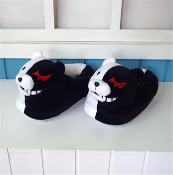 

2 pcs/set Danganronpa Trigger Happy Havoc plush shoes Anime Monokuma bear doll short plush cosplay toy