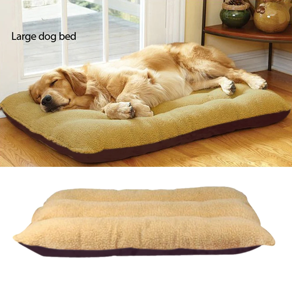 Image 100*75CM Big Size Large Dog Bed Kennel Mat Soft Fleece Pet Dog Puppy Cat Warm Bed House Plush Cozy Nest Dog House Pad