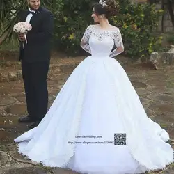 Новое поступление Vestido Banco, кружевные турецкие свадебные платья с длинными рукавами, арабское свадебное платье 2017, свадебное платье