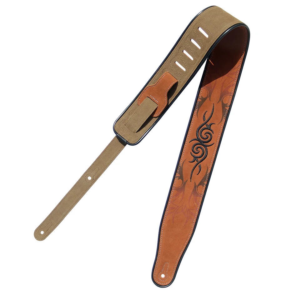 Ceny YUEKO krowa skóra miękka trwały pasek gitarowy regulowana skóra bydlęca akustyczna elektryczna gitara basowa pasek pas gitarowy części do gitary akcesoria