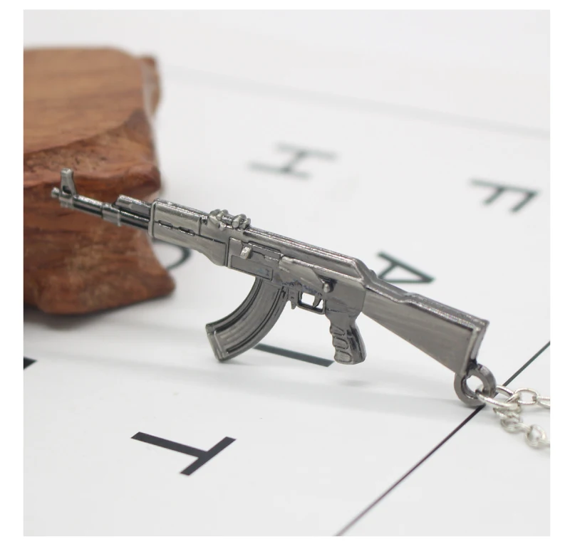 Fashion AK-47 Gun Model Pendant Necklaces Steampunk Acrylic Jewelry Arms AK 47 Alloy Statement Necklace For Men