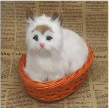 

WYZHY simulation animal basket cat decoration static toy model photography window props children early education