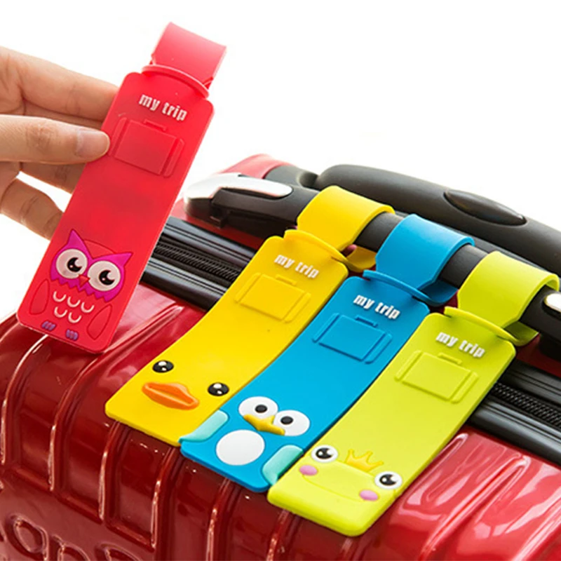 

Luggage accessories Creative Baggage Boarding Tags Luggage Tag Animal Cartoon Silica Gel ID Addres Holder Portable Labe