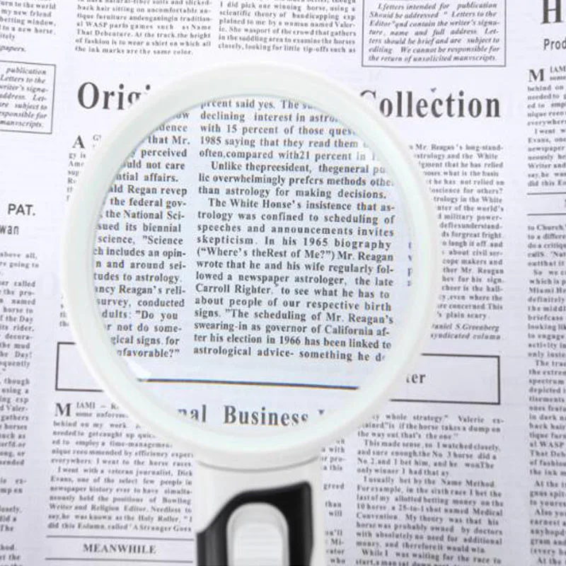 16X Handheld Magnifier With LED Light Stackable Optical Glass Lens Magnifier Read Maintenance Appreciation Non-Slip Magnifier