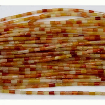 

Natural Genuine Orange Old Yellow Jade Tube Loose Beads Barrel Column Beads Fit Jewelry DIY Necklace or Bracelets 15"