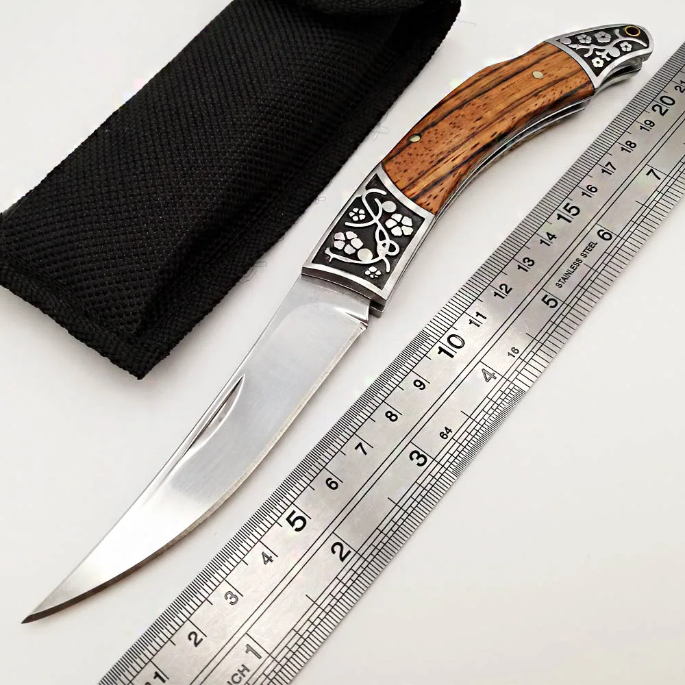 Rose Wood Tactical Folding Knife 440C Blade Wood Shell Handle Pocket Knives Outdoor Camping Survival Diving Knives Hunting EDC Tool - Цвет: Rose Wood